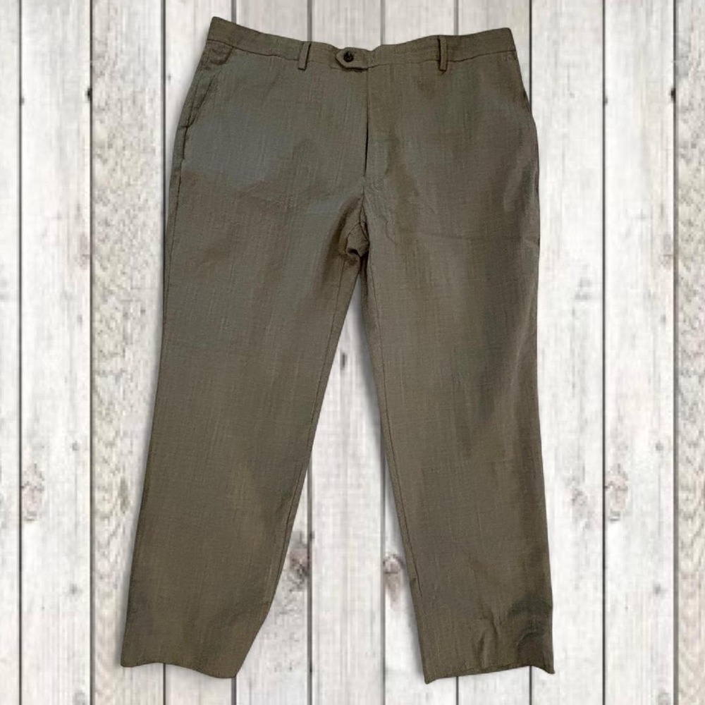 Jos A Bank Reserve Mens 40R Gray Italian Fabric Dress Pants Flat Front Wool